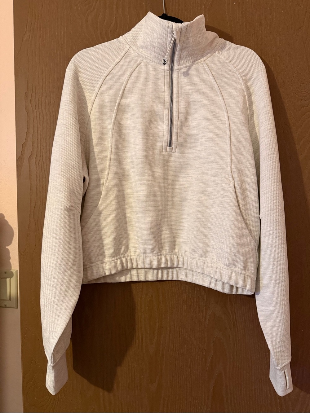 Lululemon Scuba Cropped Half-Zip Funnel Neck Waffle in Heathered Core - Picture 3 of 8